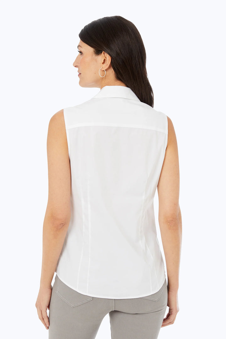 White Taylor Essential Non-Iron Stretch Sleeveless Shirt