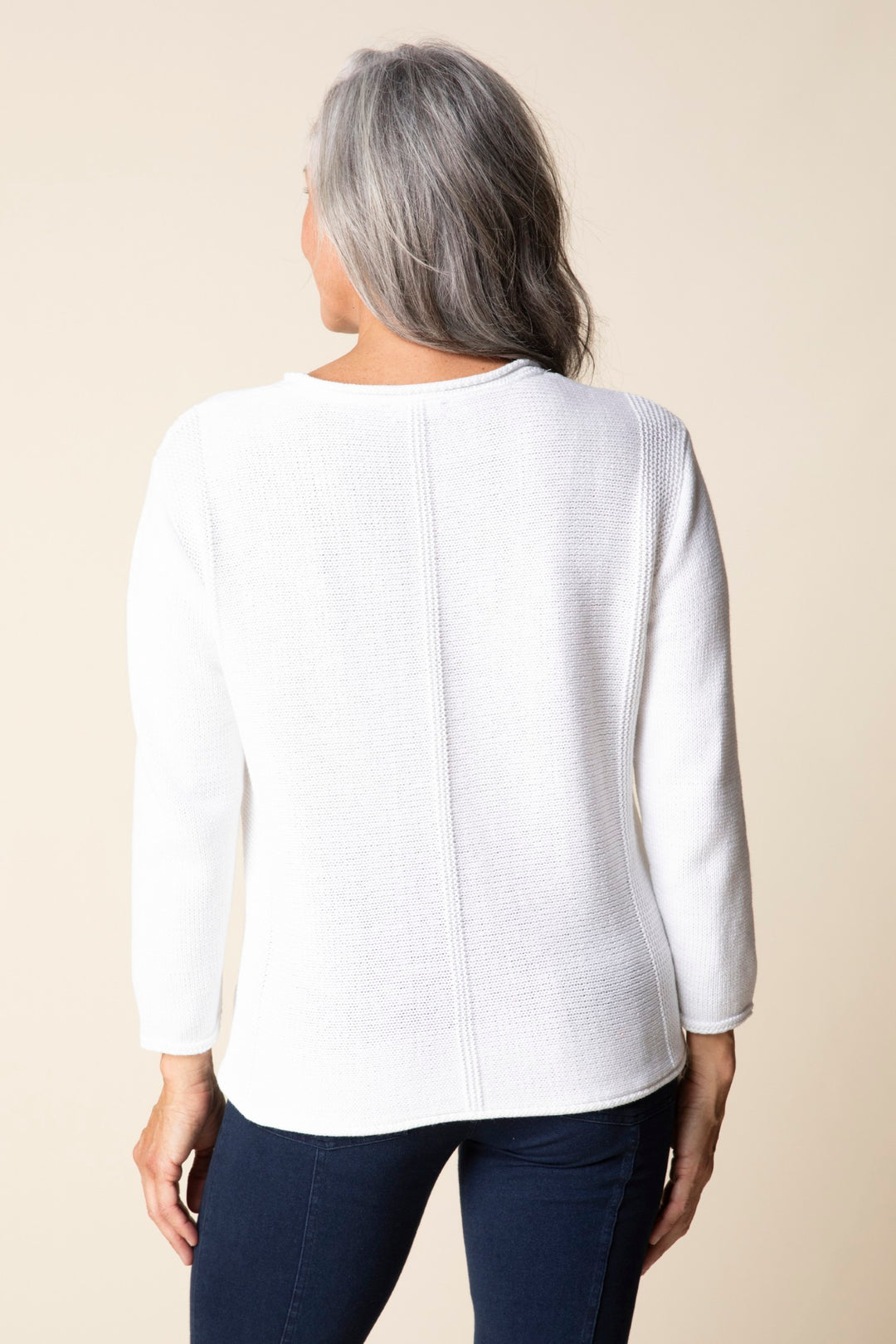 White Tidal V-Neck Sweater