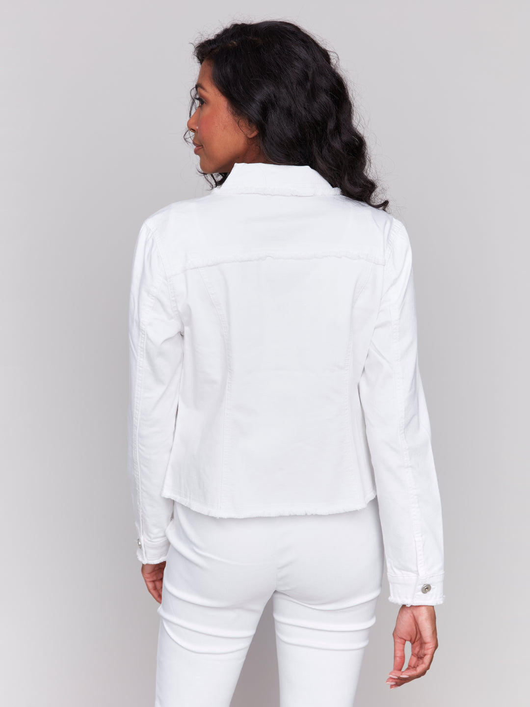 White Twill Frayed Edge Jacket