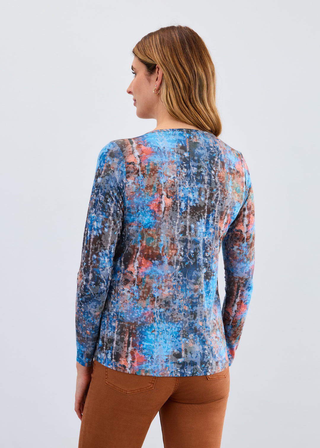 Whitechapel Print Burnout V-Neck Top