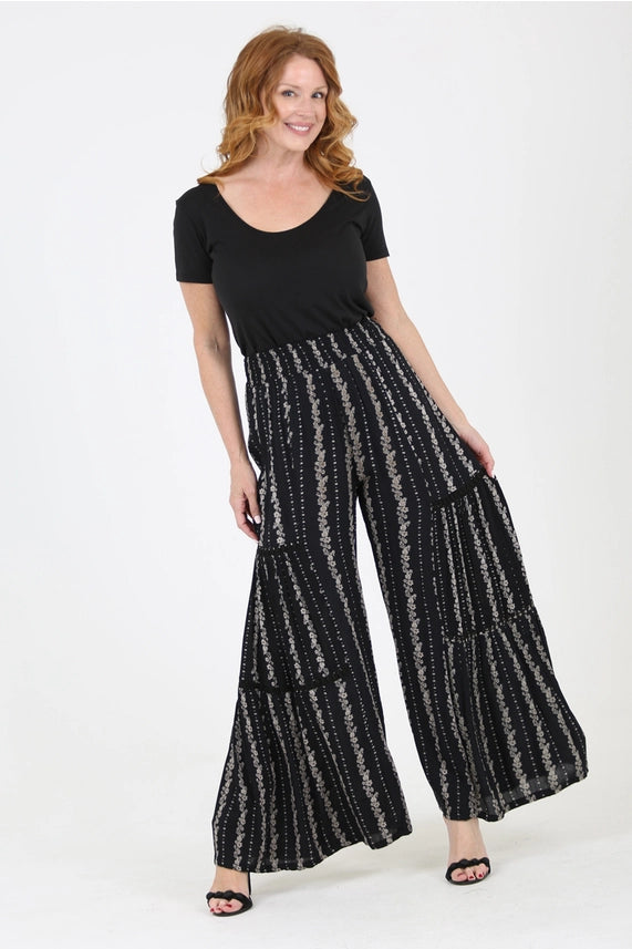 Wide Leg Pant with Lace Inserts