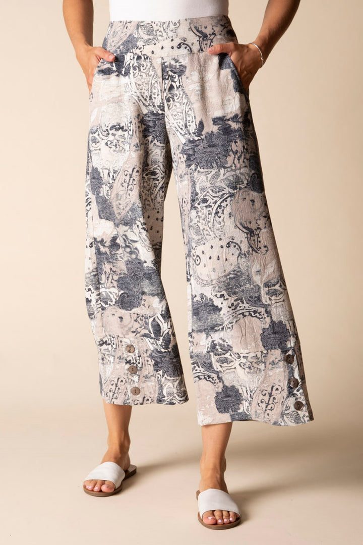Willow Printed Button Hem Crop Pant
