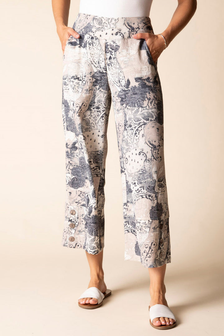 Willow Printed Button Hem Crop Pant