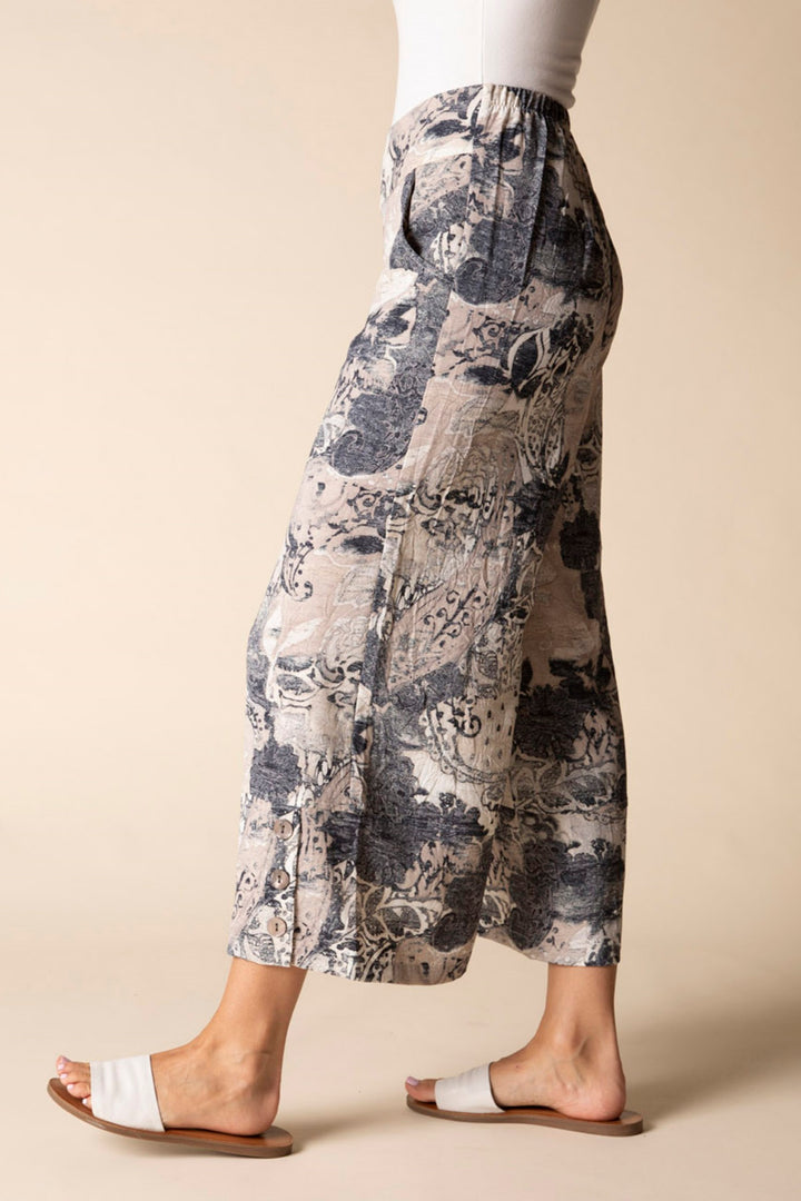 Willow Printed Button Hem Crop Pant