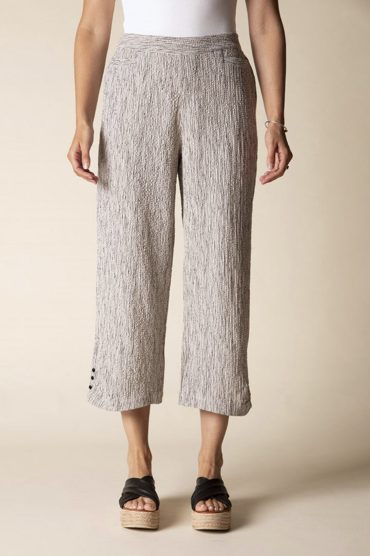 Willow Striped Pleat Button Capri