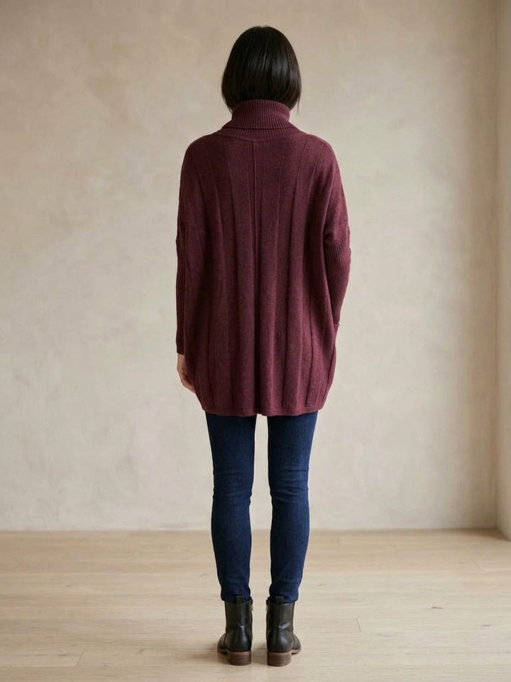 Wine Turtleneck Cocoon Sweater