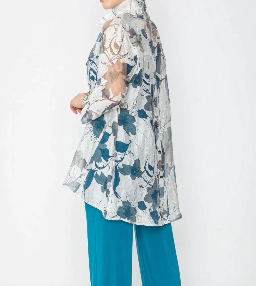 Wire Collar Floral Burnout Jacket