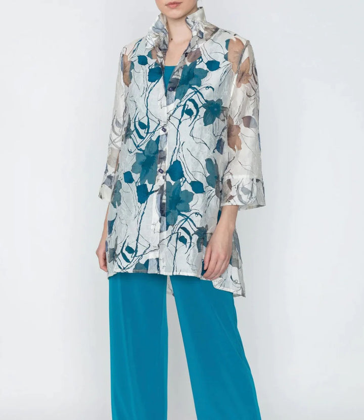 Wire Collar Floral Burnout Jacket