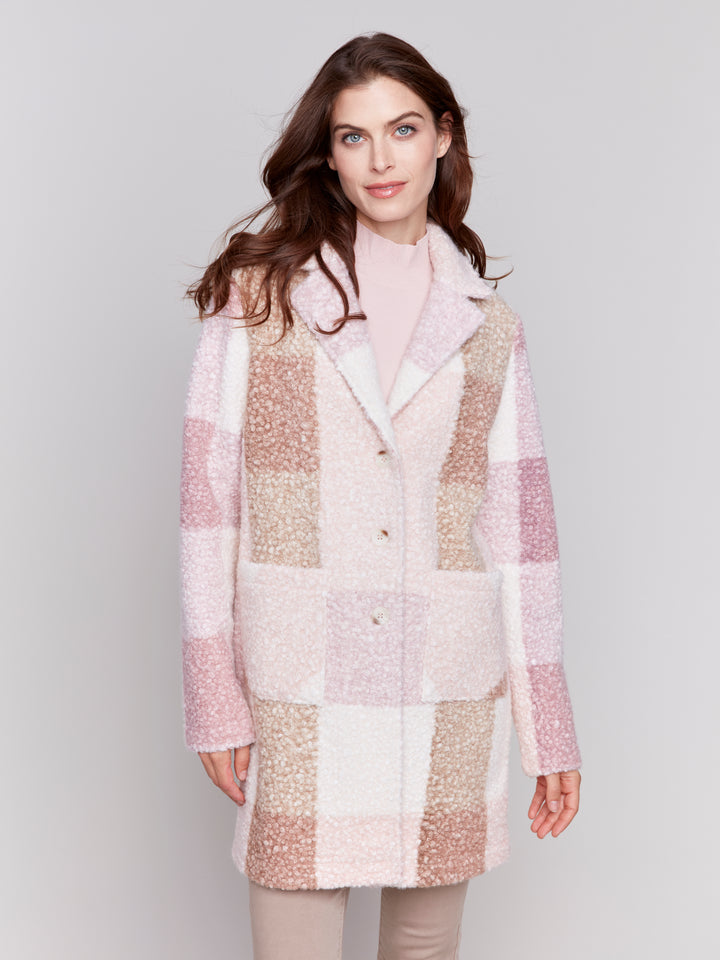 Woodrose Plaid Boucle Coat