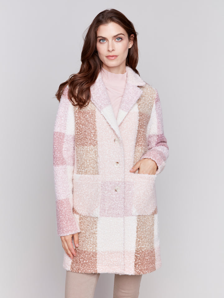 Woodrose Plaid Boucle Coat