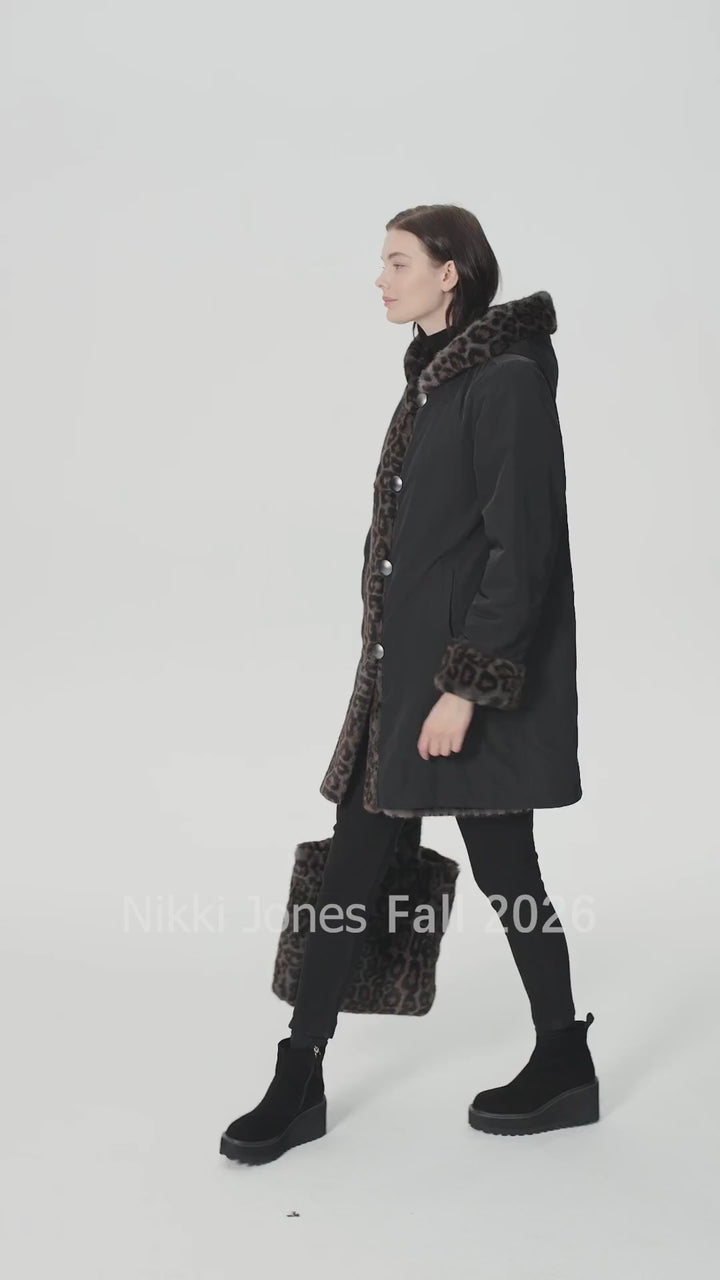 Reversible Animal Print Faux Fur Coat