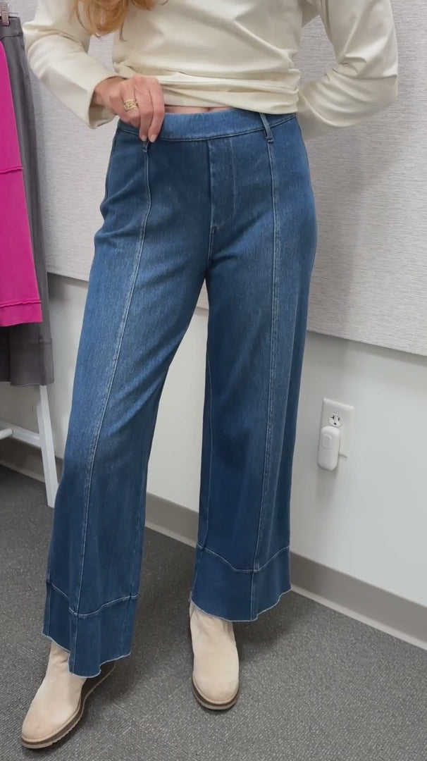 Mid Wash Comfort Knit Relaxed Leg Jean