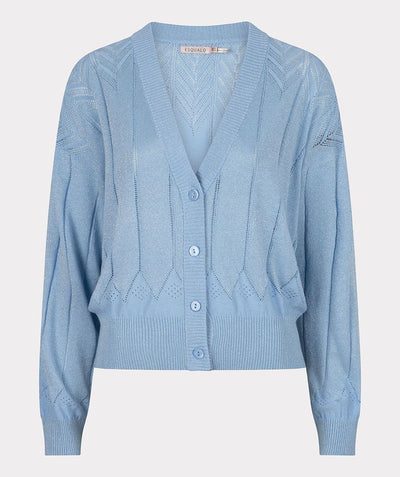 Blue Lurex Fancy Knit Cardigan