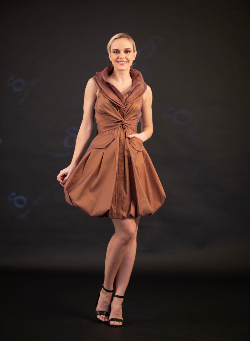 Bubble Dress S16150_Cinnamon pose