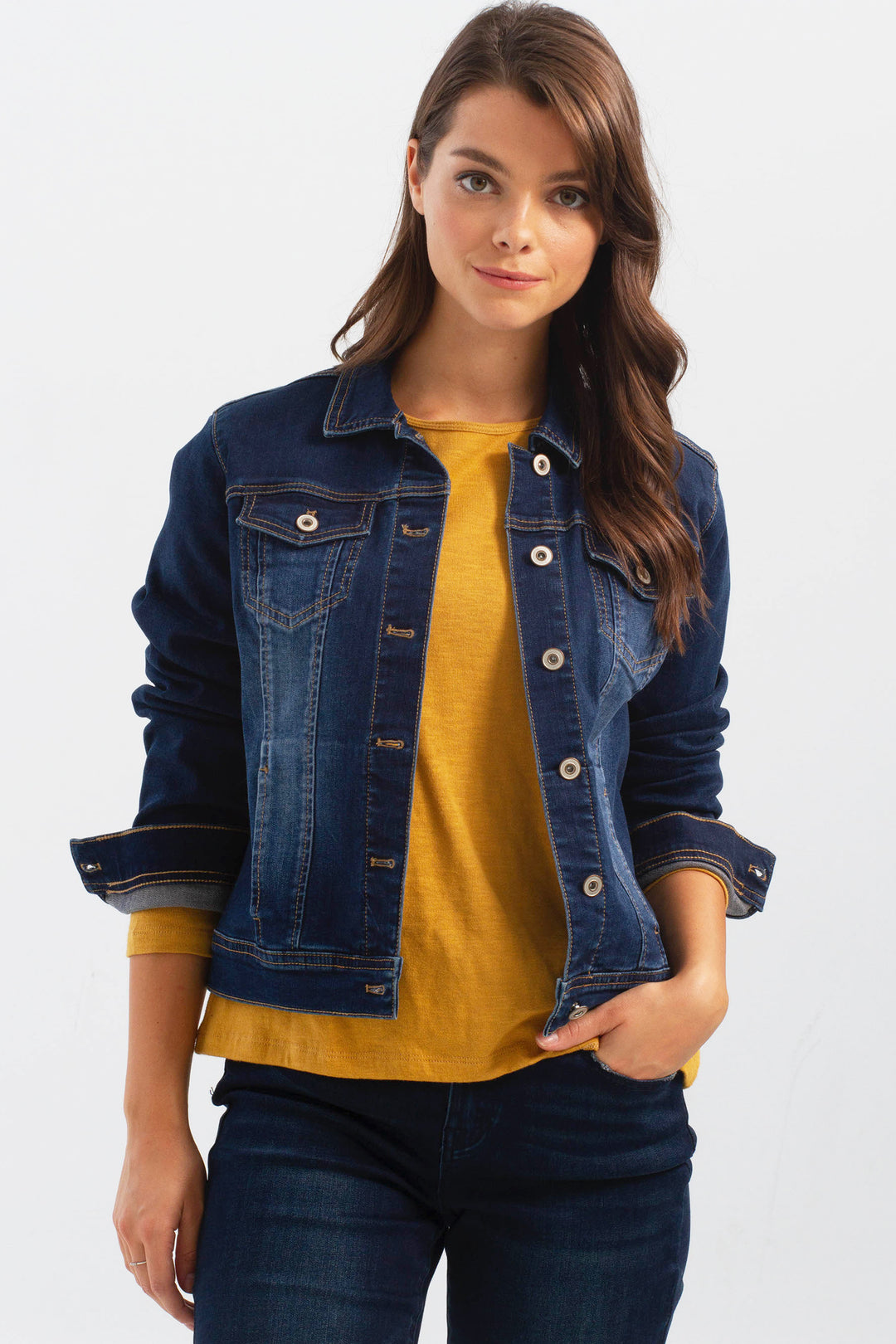 Stretch Denim Jacket_C6302Y_431A_Indigo_Charlie B_A