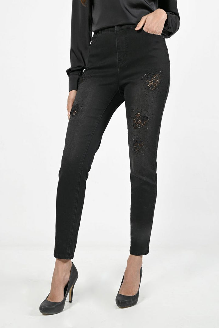Charcoal Lace Heart Jean