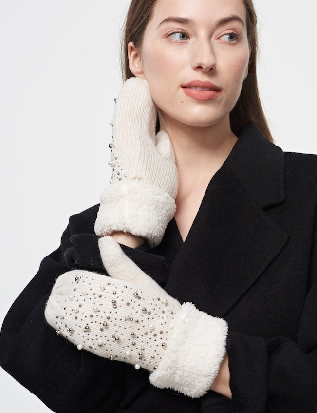 Pearl Shearling Mittens