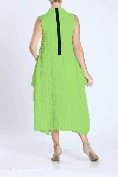 Sleeveless Pucker Textured High Neck Dress