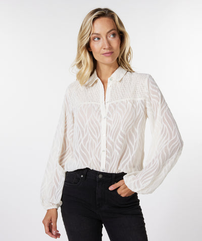 Soft Burnout Smocked Blouse