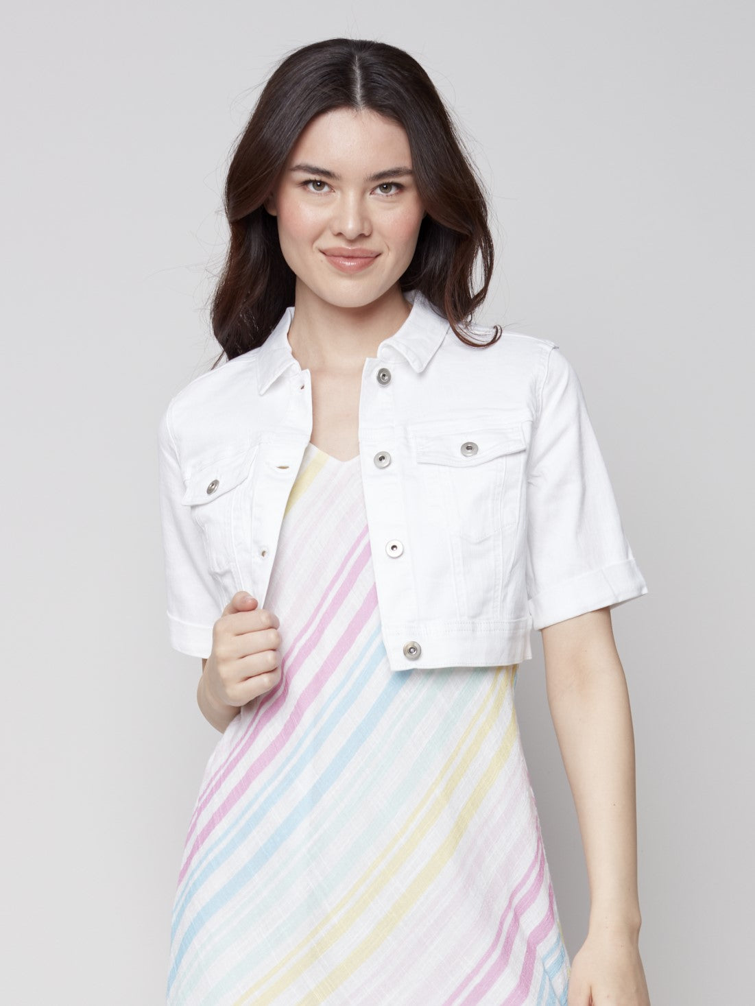 White Cropped Jean Jacket | Cathy Allan Ladieswear